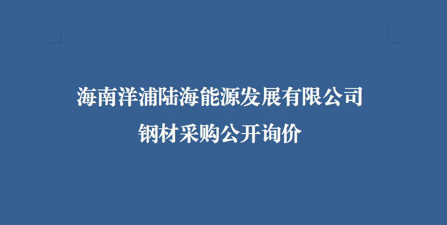 海南洋浦陆海能源发展有限公司钢材采购公开询价文件