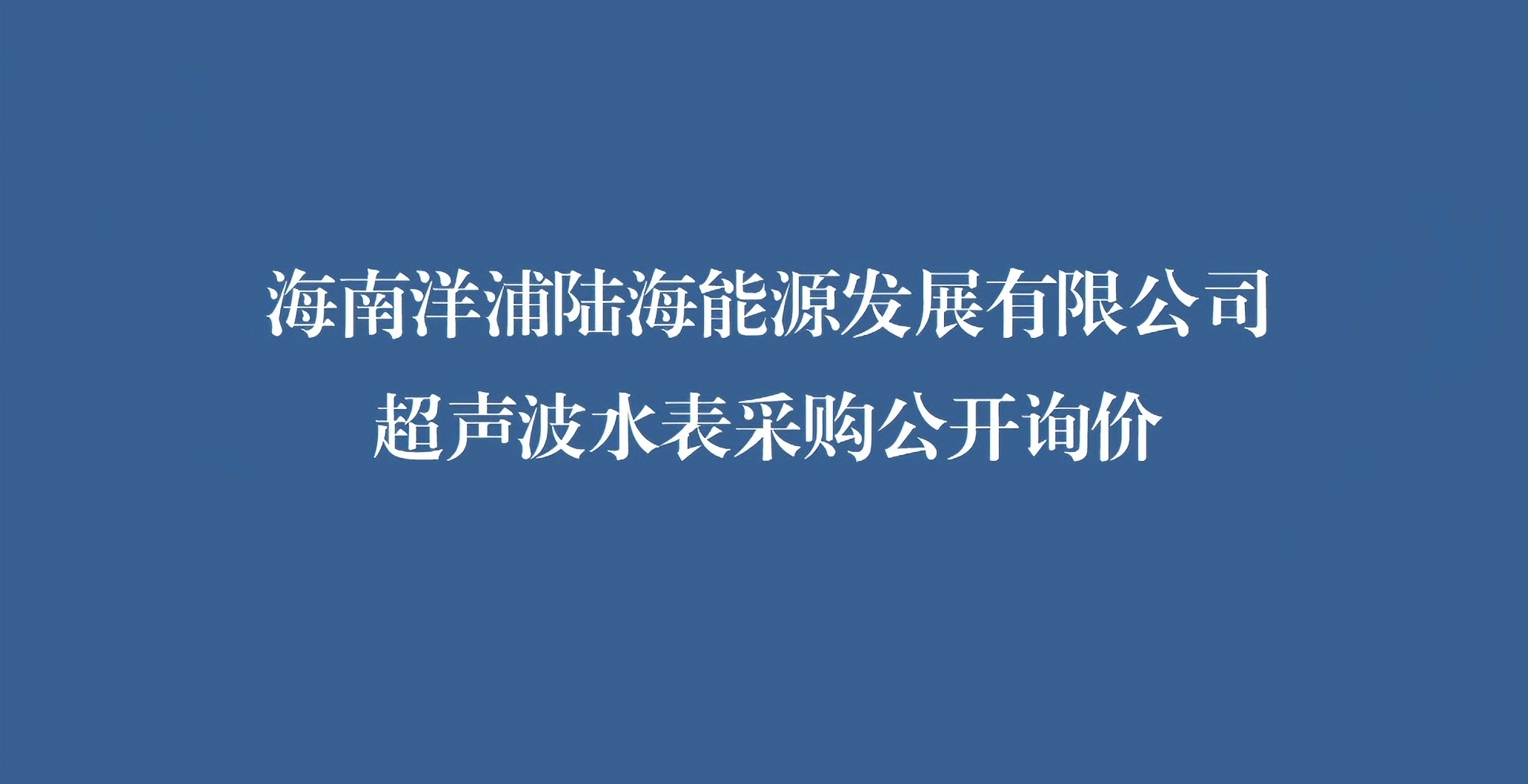 海南洋浦陆海能源发展有限公司超声波水表采购公开询价